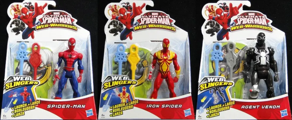 孩之寶 漫威動畫 終極蜘蛛俠 蜘蛛俠 鋼鐵蜘蛛 毒液特工 Hasbro Marvel Ultimate Spider-Man Web-Warriors Web Slingers Spider-Man B1252 Iron Spider B1253 Agent Venom B1254 Set 84222 (Pa-0) 1