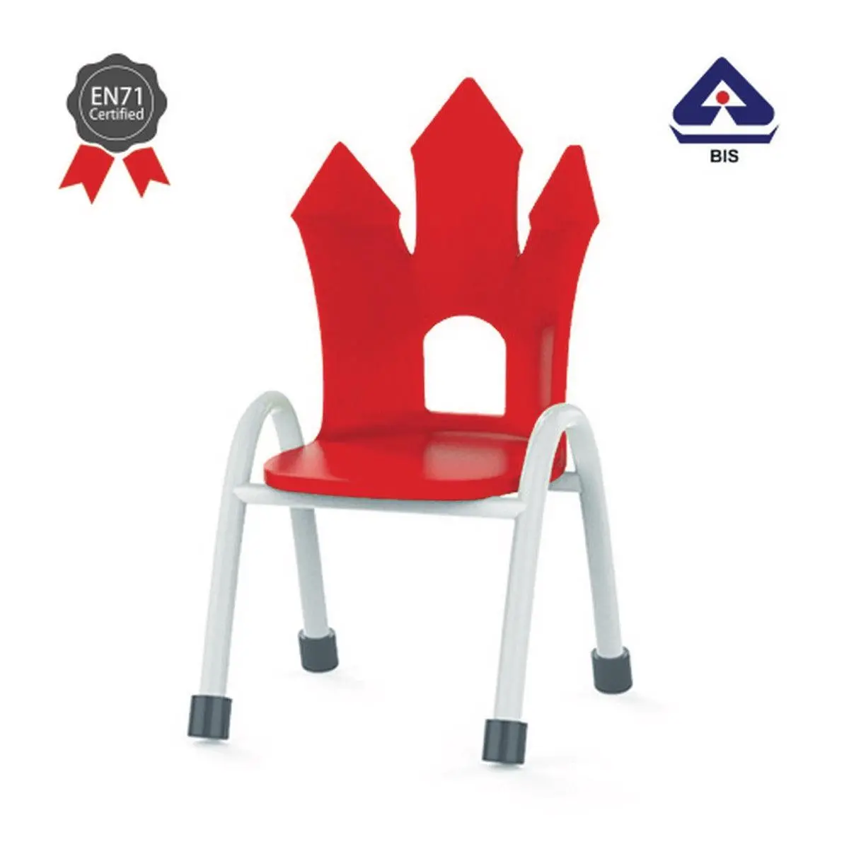 Ok Play Castle Chair, Study Chair, Sturdy And Durable Chair, Plastic Chair, Perfect For Home, Creches And School, Red, 5 To 10 Years, Height 14 Inches 1