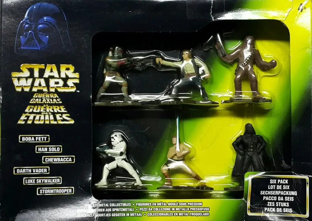 Kenner 39479 星球大戰 壓鑄金屬收藏品 波巴·費特 韓·索羅 朱兒 黑武士 盧克·天行者 帝國風暴兵 套裝 Star Wars Die Cast Metal Collectibles Boba Fett Han Solo Chewbacca Darth Vader Luke Skywalker Stormtrooper Six Pack (Buy-Spk) 1