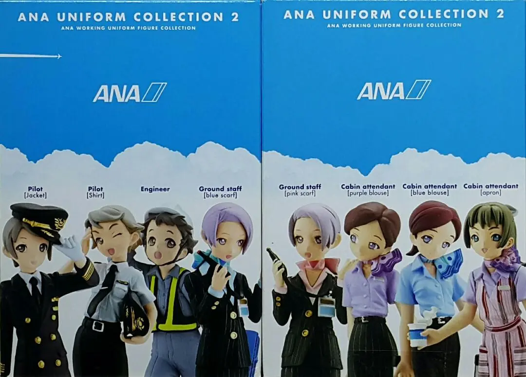 Kaiyodo 42923 全日空 制服珍藏 第二彈 工作制服人物大集合 機師 工程師 地勤人員 機艙服務員 盒蛋套裝 Ana Uniform Collection 2 Ana Working Uniform Figure Collection Pilot Jacket Shirt Engineer Ground Staff Blue Pink Scarf Cabin Attendant Blue Purple Blouse Apron  Set (Buy-Mc) L 1
