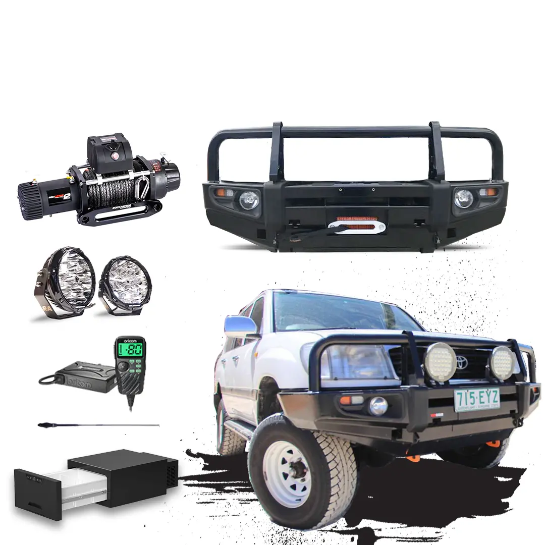 100 Series Touring Pack Suits: 100 Series Ifs Landcruiser - Prem Bullbar, Winch, Lights, Uhf + Free Fridge 1