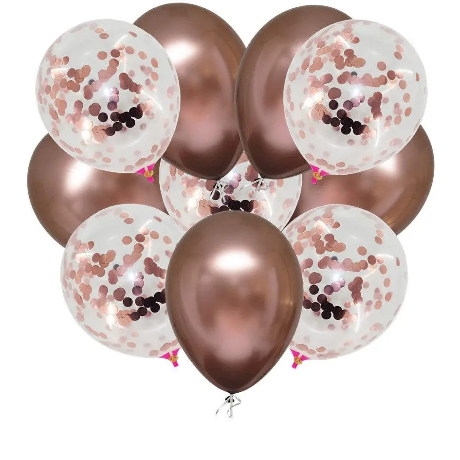 Partycorp Rose Gold And White Confetti Balloon Bouquet, Decoration Set For Birthday, Anniversary, Baby, Bridal Shower, Diy Pack Of 10 1