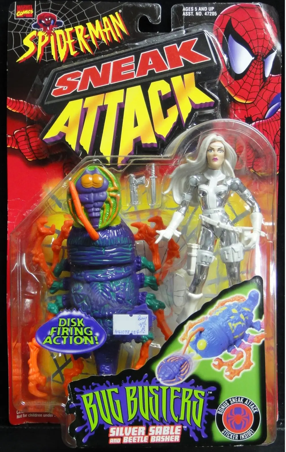 Toy Biz 蜘蛛俠 Spider-Man Sneak Attack Bug Busters Silver Sable And Beetle Basher 47207 (Buy-Spk-倉) 1141098054 1