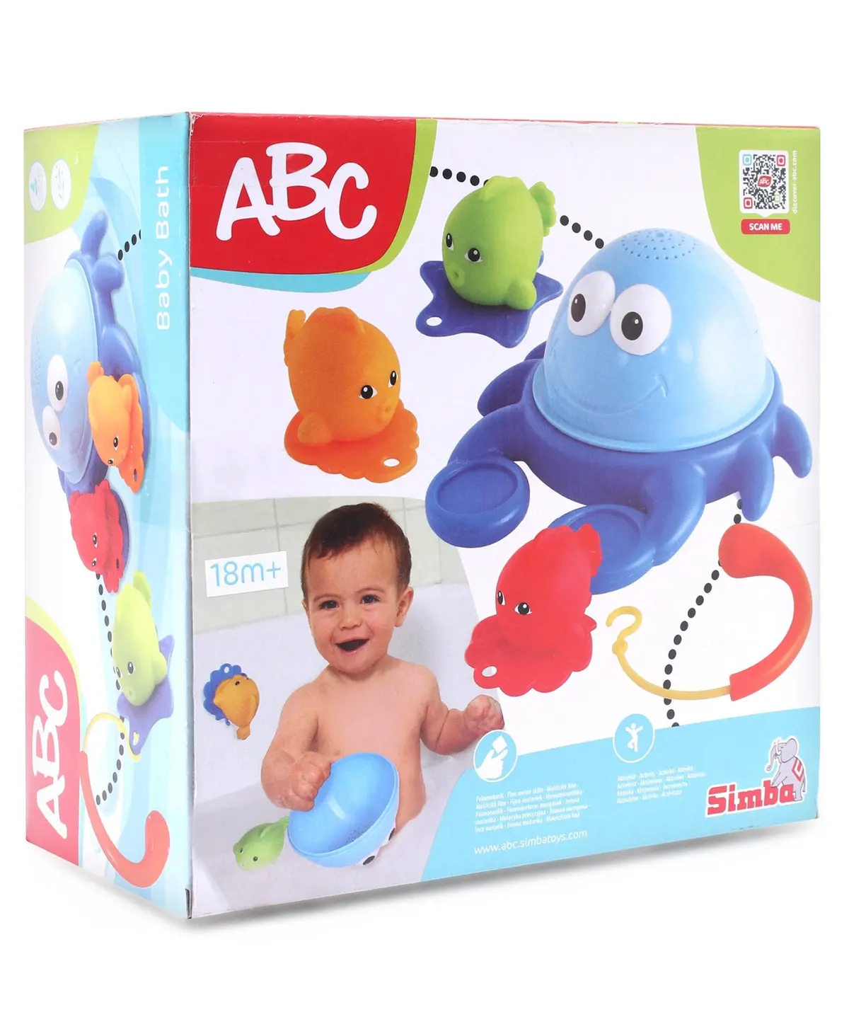 Simba Abc Bathing Crab With 3 Water Floating Fish Bath Squeeze Toys For Kids 1