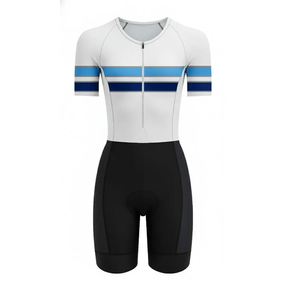 Mens Komsa Swift Tri Suit Short Sleeve White/Blue 1