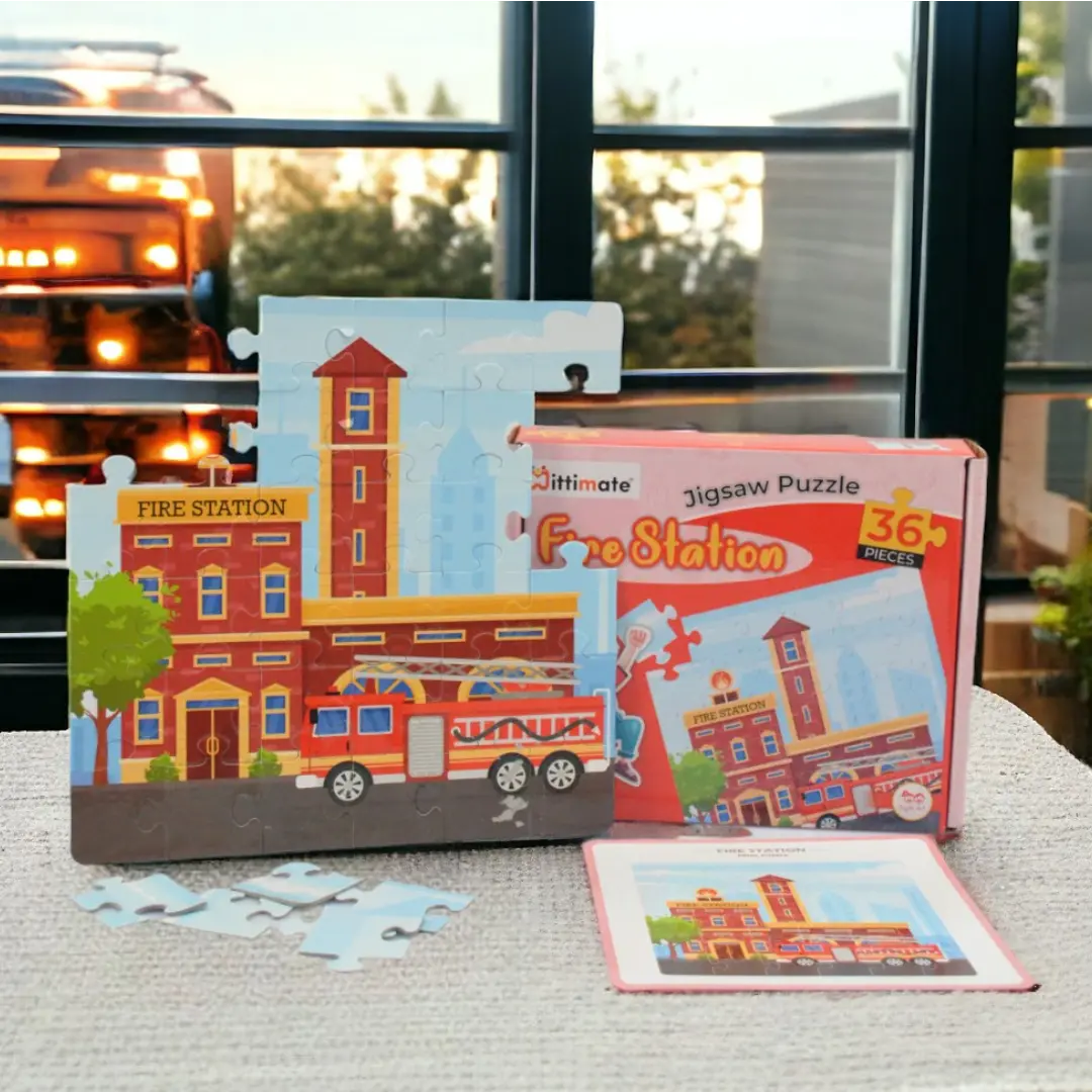 Mittimate Fire Station Jigsaw Puzzle – 36-Piece Cardboard Puzzle For Kids (Ages 4-6) | Fun, Learning & Perfect Birthday Gift 1