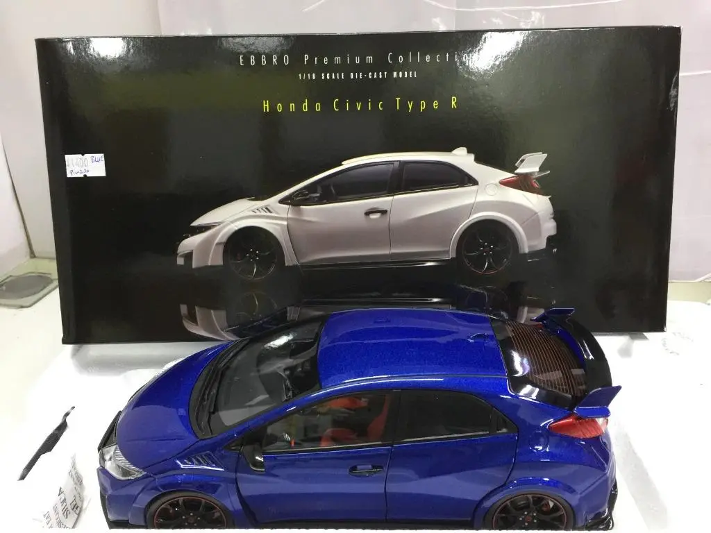 Ebbro 1/18 Honda Civic Type R 2015 Uk License Plate Brilliant Sporty Blue Metallic (81064) (Piu200) 1