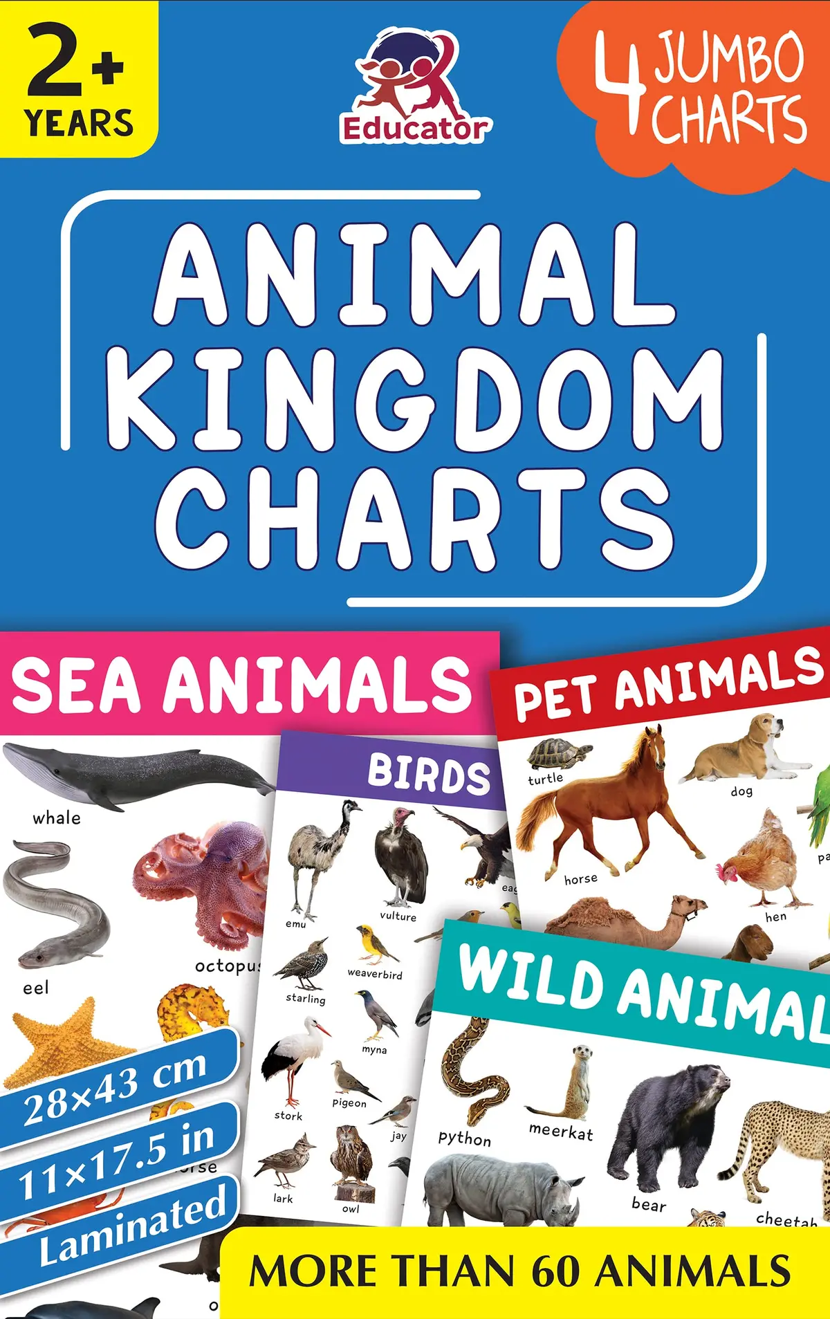 Pegasus Animal Kingdom Charts - 4 Jumbo Charts For Kids 1