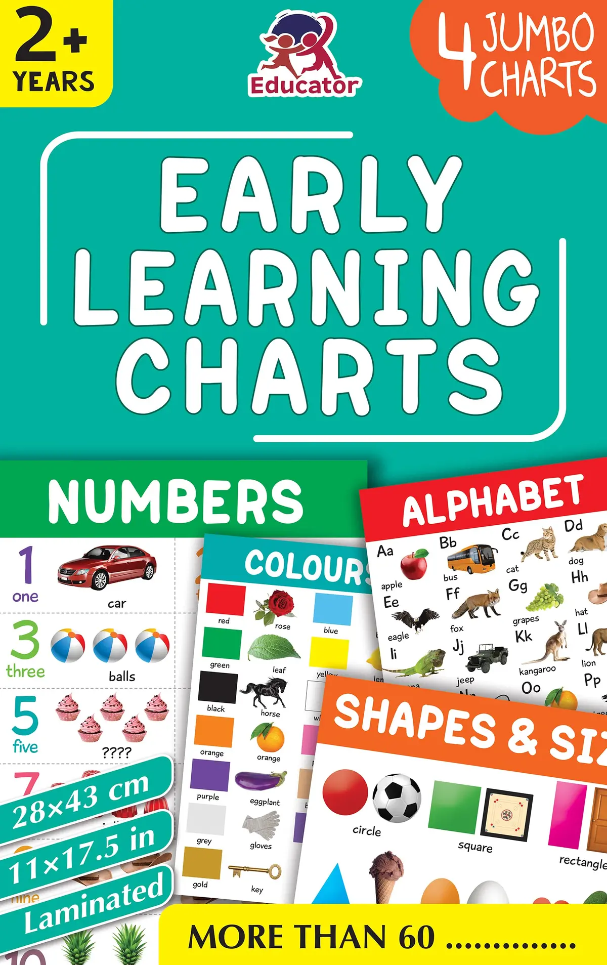 Pegasus Early Learning Charts - 4 Jumbo Charts For Kids 1
