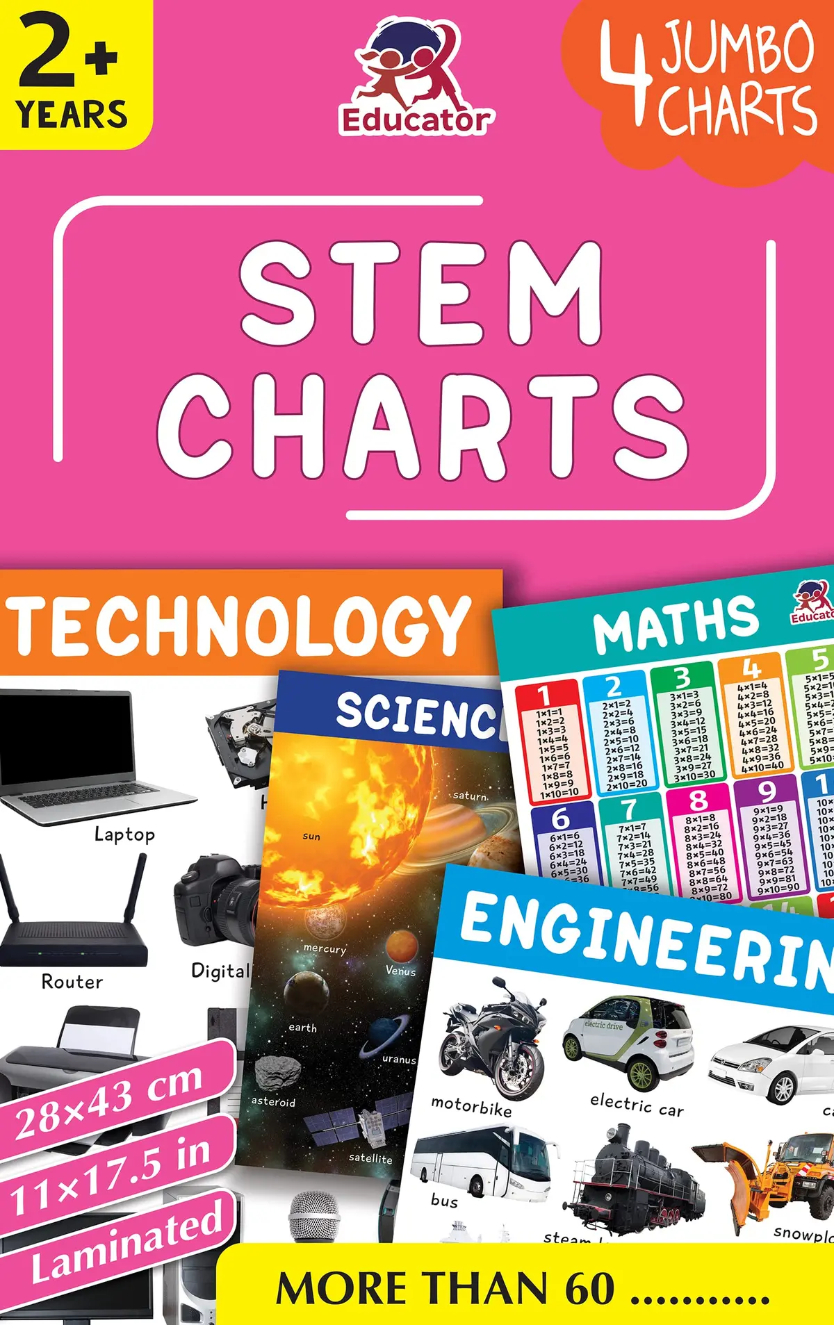 Pegasus Stem Charts - 4 Jumbo Charts For Kids 1