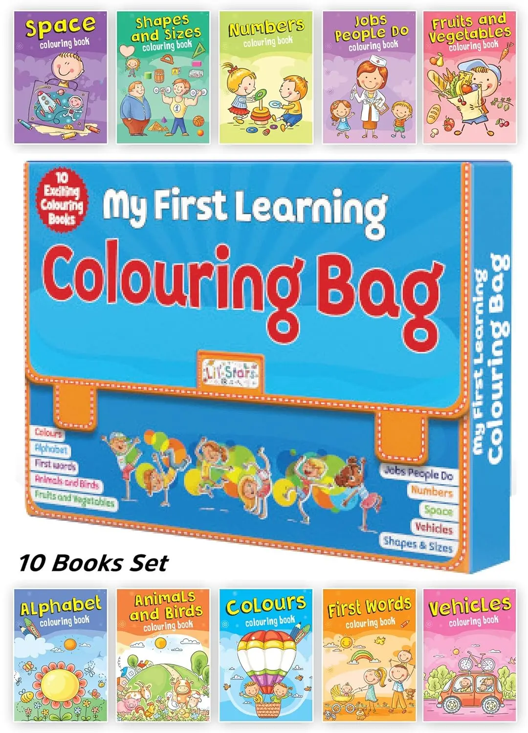Pegasus My First Learning Colouring Bag - Set Of 10 Exciting Colouring Books 1