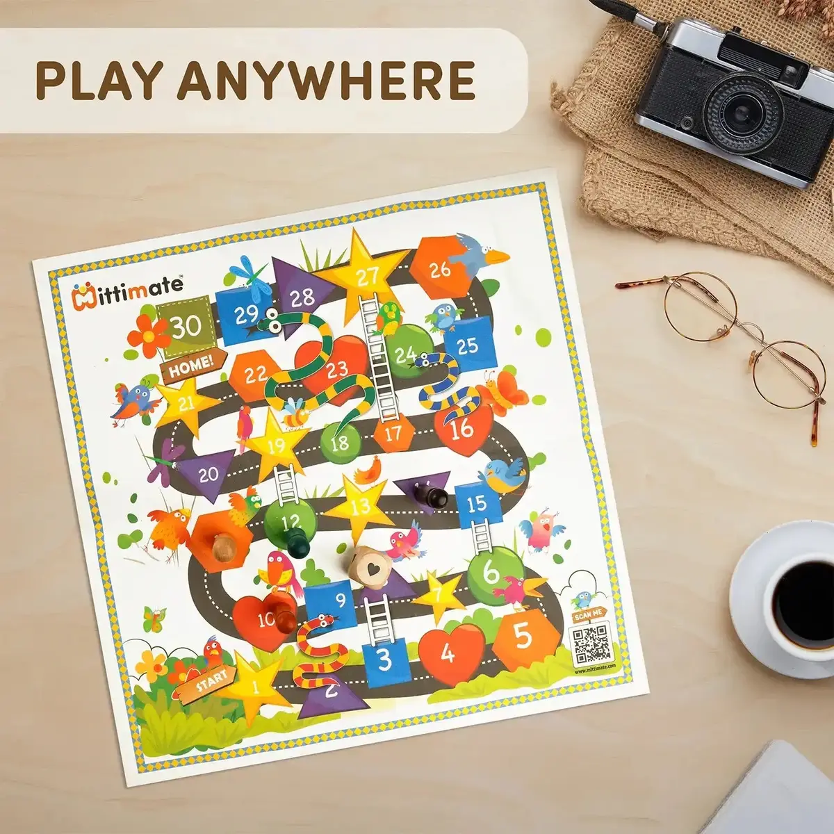 Mittimate Shapes And Ladders Board Game For Kids 6 Year Old I Snake & Ladder Themed 2 Player Board Game I Fun & Educational New Board Game For Children 1