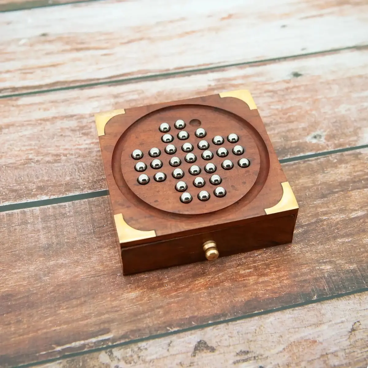 Mittimate Wooden Solitaire (Brain Vita) – Classic Brain Teaser Board Game | Mind-Challenging Solo Play For Kids (6+) 1