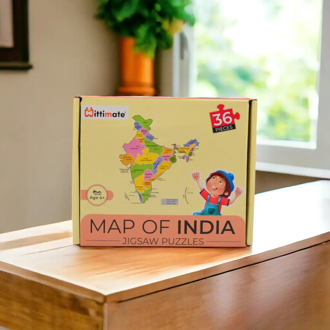 Mittimate Map Of India Jigsaw Puzzle – 36-Piece Cardboard Puzzle For Kids (Ages 4-6) | Fun, Learning & Perfect Birthday Gift 1