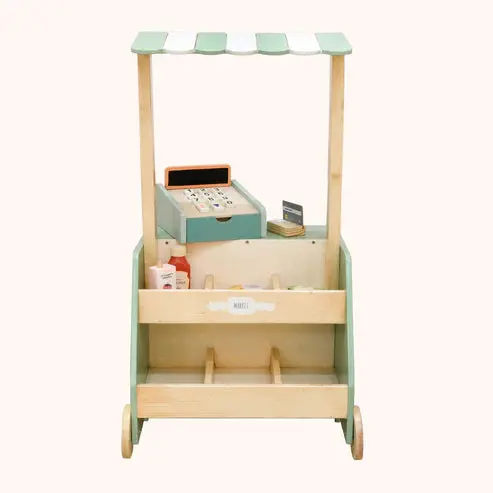 Kiddies Kingdom Wooden Market Stall - Green Imaginative Play For Ages 3 And Above 1