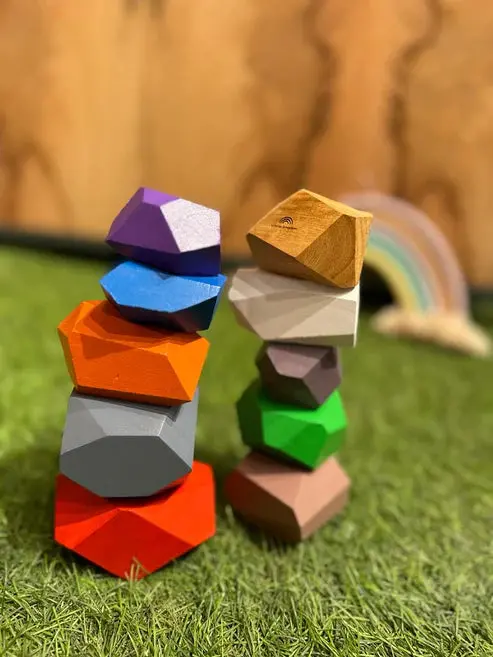 Kiddies Kingdom Wooden Stones (Coloured) Wooden Stones For Ages 3 And Above 1