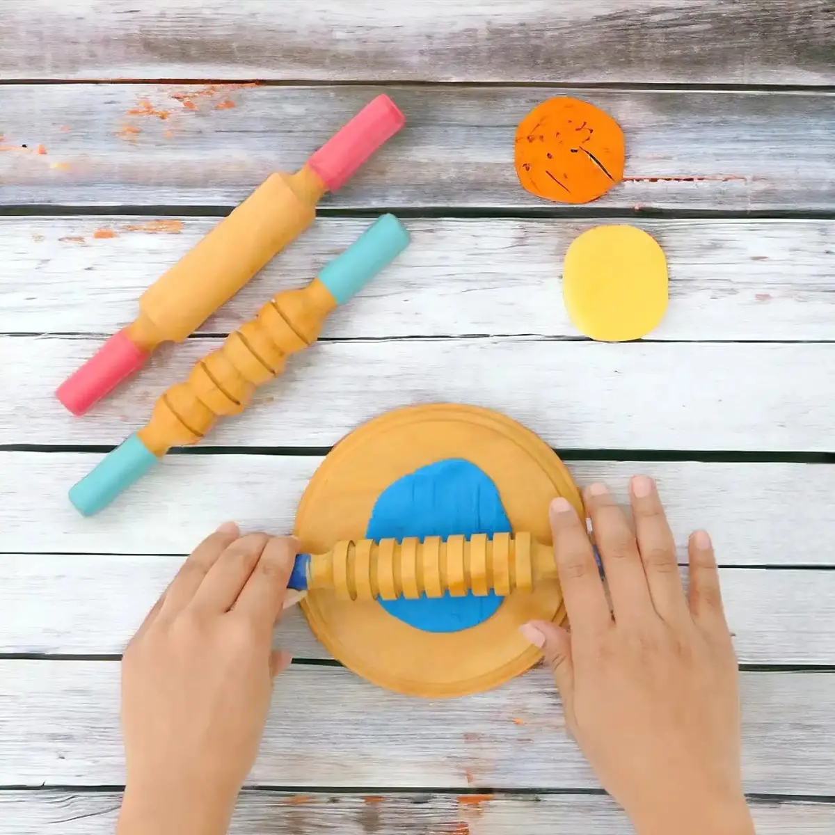 Mittimate Rolling Pins And Board (Chakla Belan) For Kids, Age 2 I Wooden Pretend Play Toys | Perfect Birthday Gift Choice For Children 1