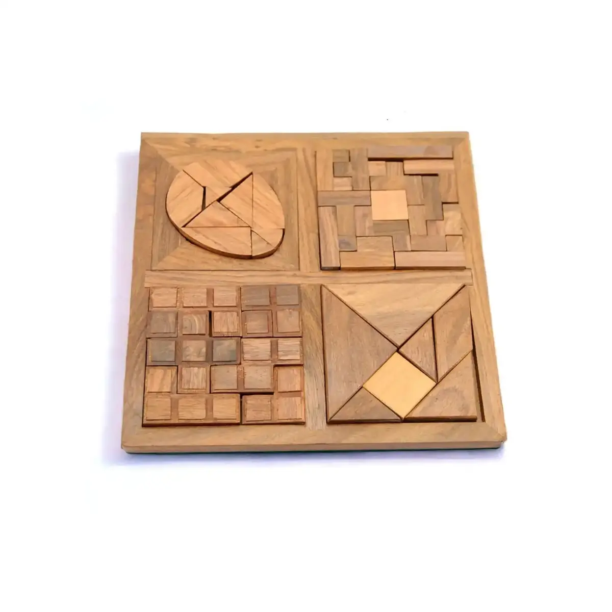 Mittimate 4-In-1 Wooden Puzzle Tray – Brain-Boosting Challenge For Kids (6+) | Unique Multi-Pattern Puzzle Set 1