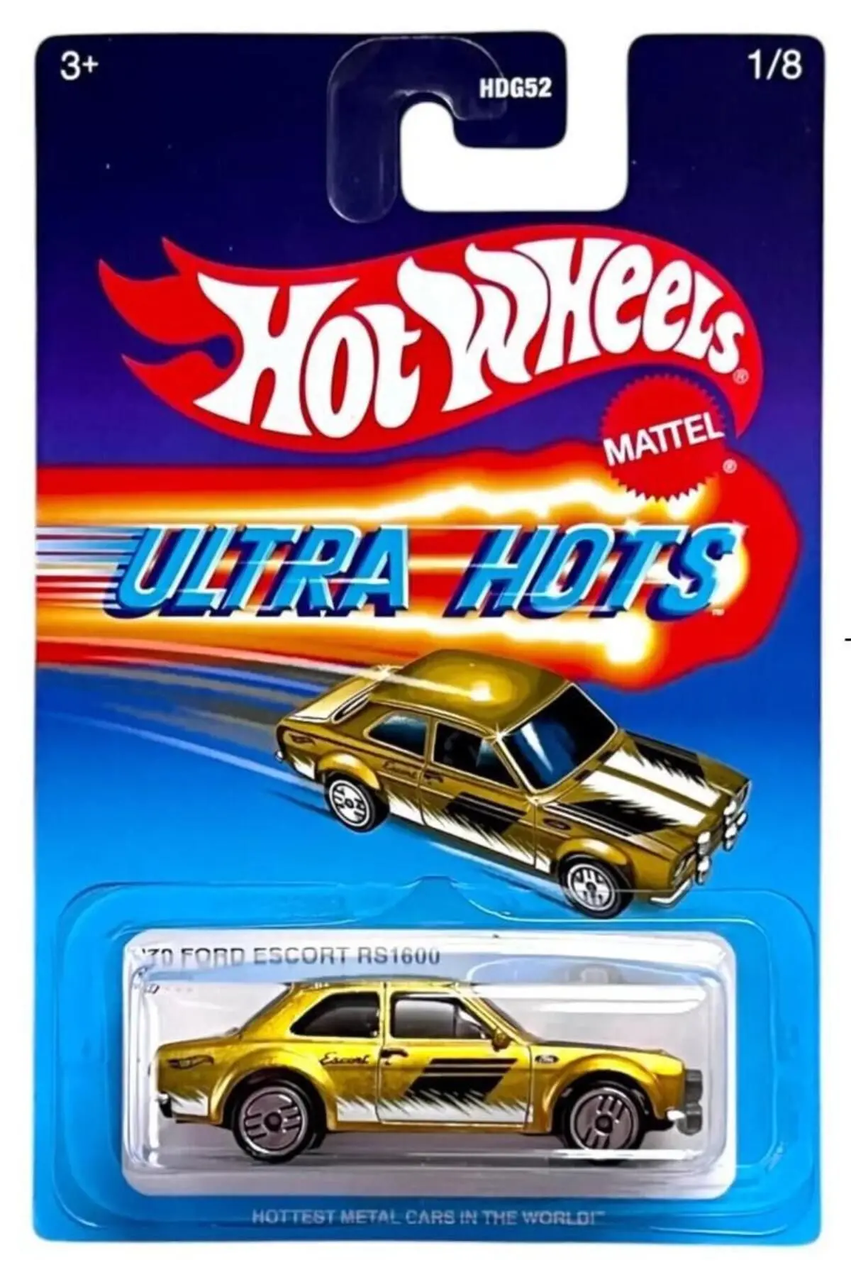 Hot Wheels Ultra Hots Retro 2025 Edition 1:64 Scale 70 Ford Escort Rs1600 Die-Cast Vehicles With Full Front & Rear Decoration Vum Parts For Ages 3+ 1