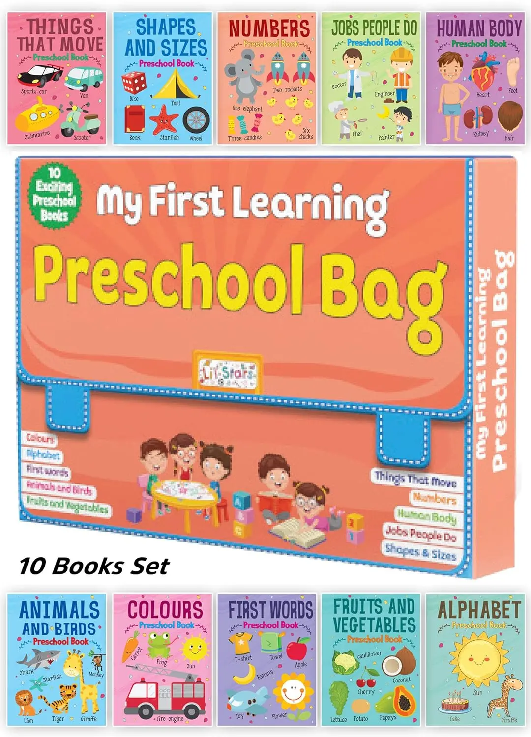 Pegasus My First Learning Preschool Bag - Set Of 10 Exciting Preschool Books 1