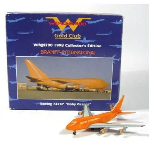 Herpa Wings 1/500 Braniff International "Baby Orange" Boeing 747Sp N604bn (511605) 1