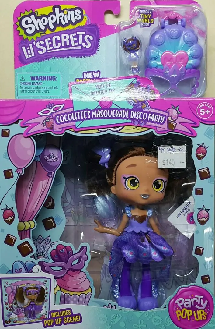 Moose 57261 小小秘密 化妝舞會可人兒 化裝舞會的士高派對 套裝 Shopkins Lil' Secrets Party Pop Ups Cocolette's Masquerade Disco Party Set (Epc-2208C-32) 存 1