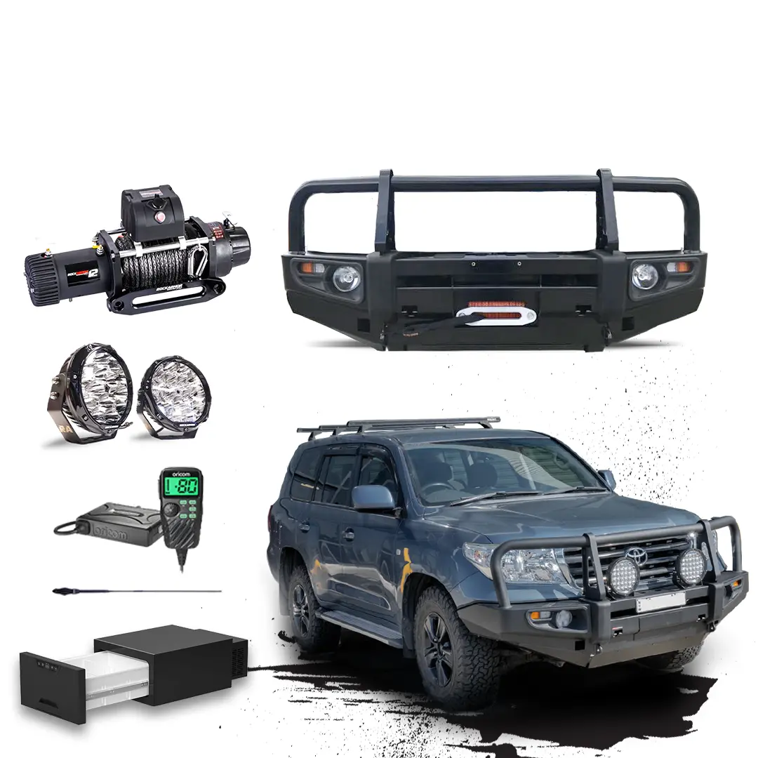200 Series Touring Pack Suits: 200 Series 2007-08/15 - Prem Bullbar, Winch, Lights, Uhf + Free Fridge 1