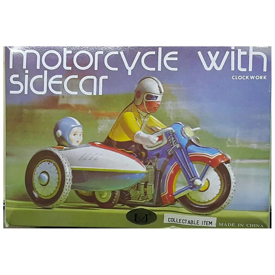 Clockwork Ms709 中國製造 電單車 連 邊車 上鍊 鐵皮 玩具 Motorcycle With Sidecar Winding Tin Toy 1