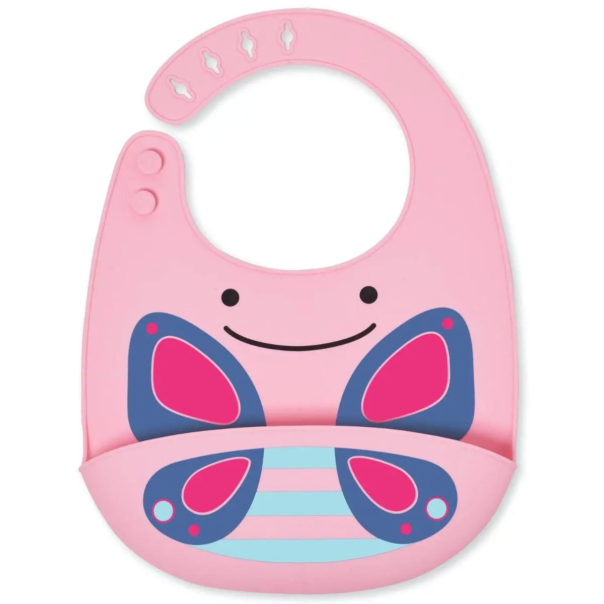 Skip Hop Zoo Fold & Go Silicone Bib Butterfly - Feeding Accessory For Ages 1-3 Years 1