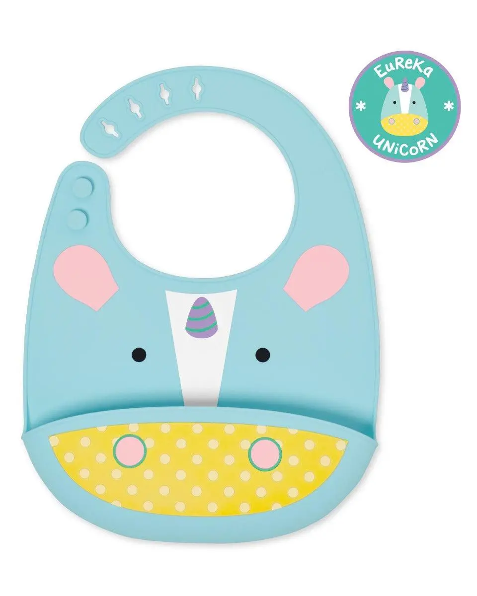 Skip Hop Zoo Fold & Go Silicone Bib Unicorn - Feeding Accessory For Ages 1-3 Years 1