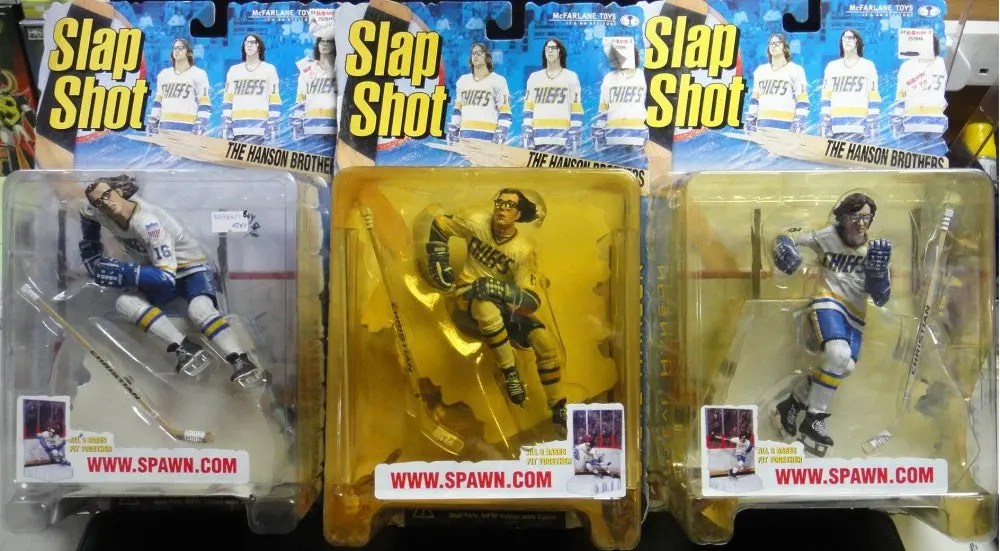 Mcfarlane Feature Film Figures Slap Shot The Hanson Brothers 16 Jack Hanson 17 Steve Hanson 18 Jeff Hanson (Buy-14601-14602-14603) B25541011 1
