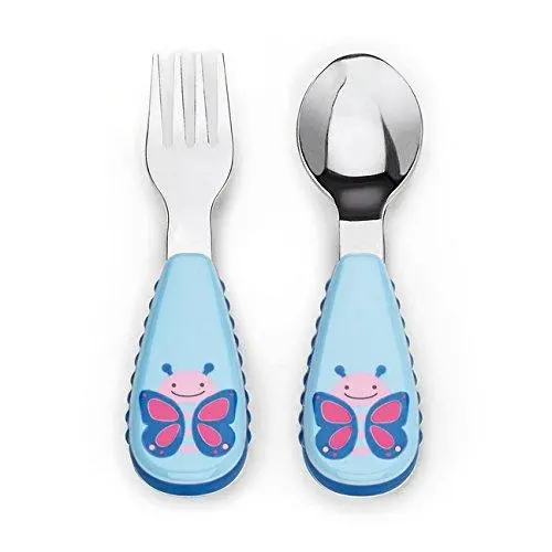 Skip Hop Zoo Utensils Fork & Spoon Butterfly - Weaning Accessory For Ages 0-3 Years 1