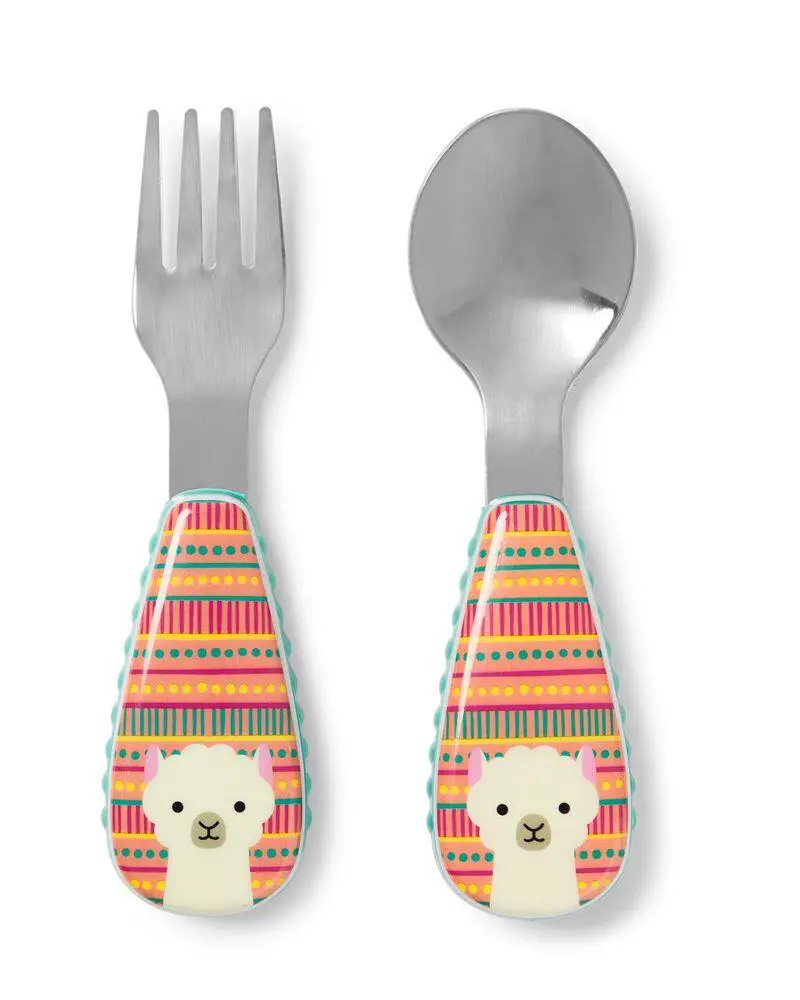 Skip Hop Zoo Utensils Fork & Spoon Llama - Weaning Accessory For Ages 0-3 Years 1