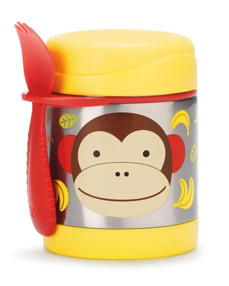 Skip Hop Zoo Back To School Insulated Little Kid Monkey - Food Jar For Ages 3-6 Years 1