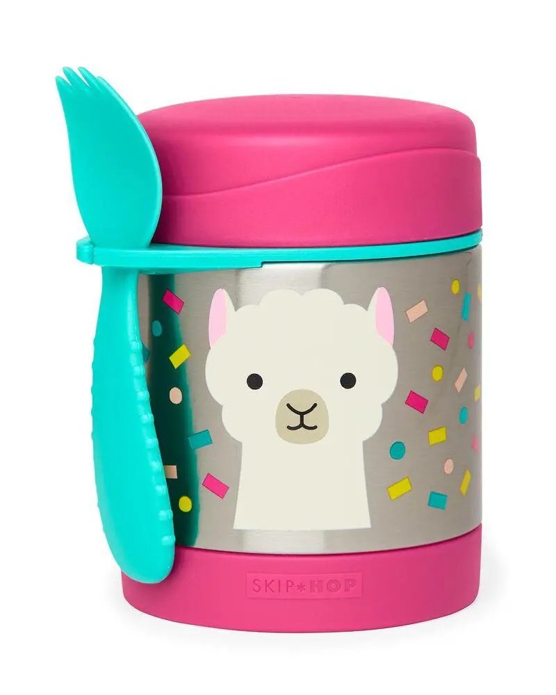 Skip Hop Zoo Back To School Insulated Little Kid Llama - Food Jar For Ages 3-6 Years 1