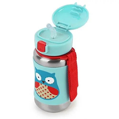 Skip Hop Zoo Back To School Sports Bottle Owl - Stainless Steel Sipper For Ages 3-6 Years 2