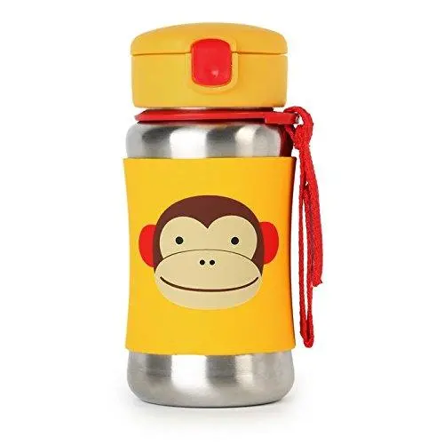 Skip Hop Zoo Back To School Sports Bottle Monkey - Stainless Steel Sipper For Ages 3-6 Years 1