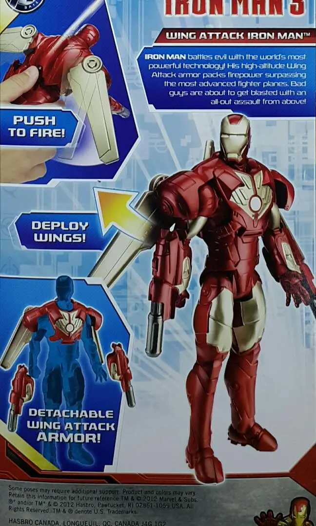 Hasbro 60698 孩之寶 漫威 復仇者聯盟 鐵甲奇俠3 泰坦英雄系列 經典系列 鐵甲奇俠 Marvel Avengers Initiative Iron Man 3 Titan Hero Series Classic Series Wing Attack Iron Man B30431070 (Piu/Kw6-100) 存 2