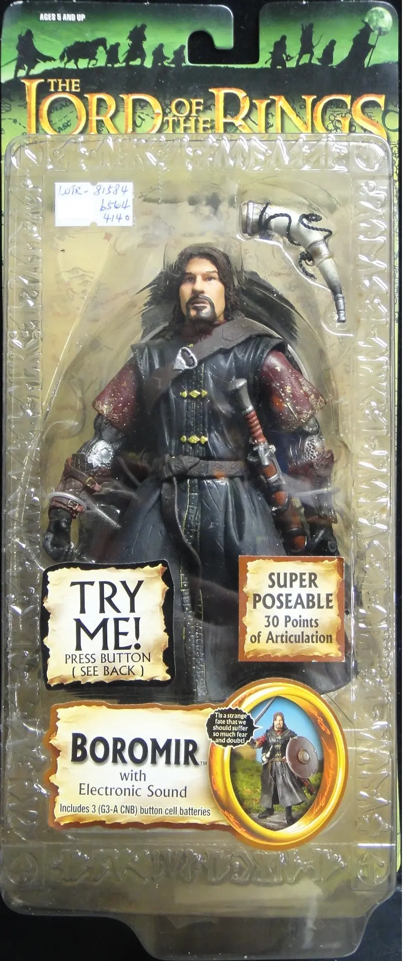 Toy Biz 魔戒首部曲 魔戒現身 波羅莫 辛般 The Lord Of The Rings The Fellowship Of The Ring Boromir With Electronic Sound Sean Bean (Lotr-81584) B5644140 1