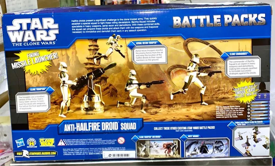 Hasbro 61565 星球大戰 複製戰紀 反冰雹機器人小隊 複製人軍團 空中偵察兵 複製人指揮官 戰鬥套裝 Star Wars The Clone Wars Anti-Hailfire Droid Squad Clone Troopers Aerial Recon Trooper Clone Commander Battle Packs 3.5” Figures Set (Piu-200) 2