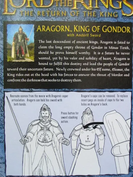 Toy Biz 魔戒 王者再臨 亞拉岡 Lord Of The Rings Return Of The King Aragorn King Of Gondor With Anduril Sword (Lotr-81322) 1113138821 2