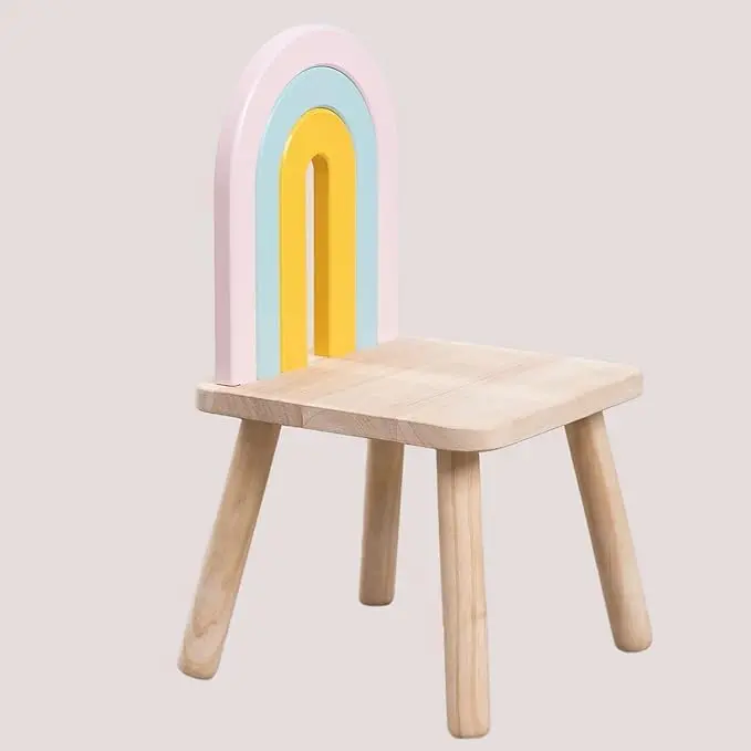 Kiddies Kingdom Wooden Chair Mini Rainbow Kids Table & Chair For Ages 3 And Above 1