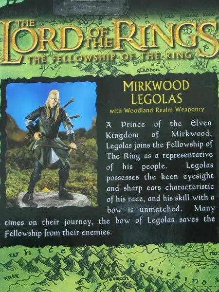 Toy Biz 魔戒 魔戒現身 Lord Of The Rings Fellowship Of The Ring Mirkwood Legolas With Woodland Realm Weaponry (Lotr-81491) 1113163955 2