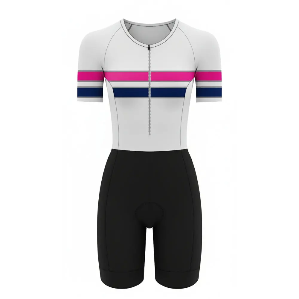 Womens Komsa Swift Tri Suit Short Sleeve White/Pink 1
