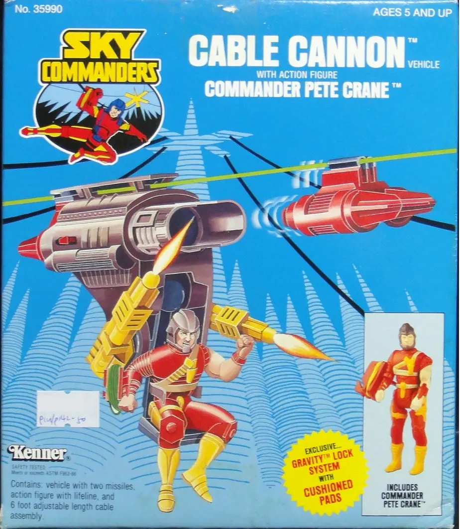Kenner Sky Commanders Cable Cannon Vehicle With Action Figure Commander Pete Crane 35990 (Piu/P142-50) 1
