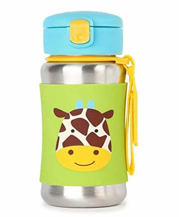 Skip Hop Zoo Back To School Sports Bottle Giraffe - Stainless Steel Sipper For Ages 3-6 Years 1