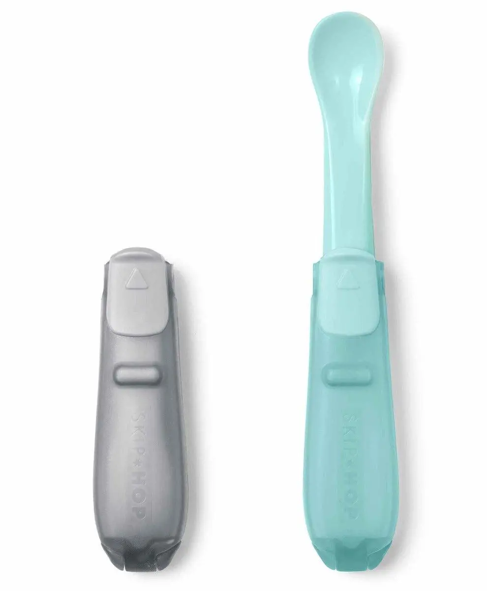Skip Hop Easy-Fold Travel Spoons Teal-Grey - Weaning Accessory For Ages 0-3 Years 2