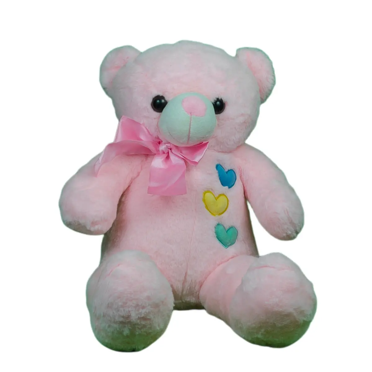 Play Hour Teddy Bear Plush Soft With Pink Ribon Bow Toy For Ages 3 Years And Up - Pink, 70Cm 1