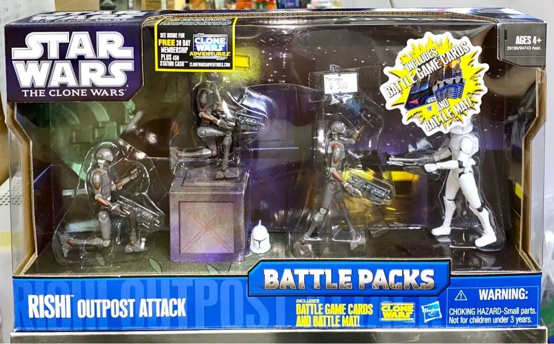Hasbro 61556 Star Wars The Clone Wars Battle Packs Rishi Outpost Attack 3.5” Figures Set Comnando Droids Captain Clone Trooper Piu-200 1