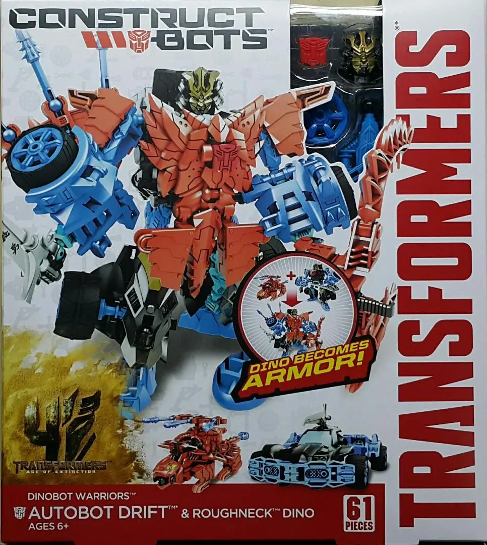 Hasbro 24747 變形金剛 殲滅世紀 博派 飄移 粗頸恐龍 Transformers Age Of Extinction Construct Bots E1:02 Dinobot Warriors Autobot Drift & Roughneck Dino (Piu/Kw259b-25) 存 1